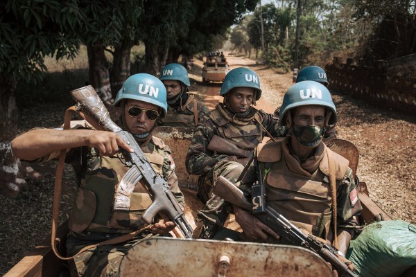 Moroccan peacekeepers from the United Nations Multidimensional Integrated Stabilization Mission in the Central African Republic1