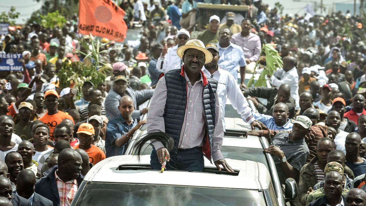 Kenyan opposition leader Raila Odinga pictured during the 2022 election, which he disputes the result of.
